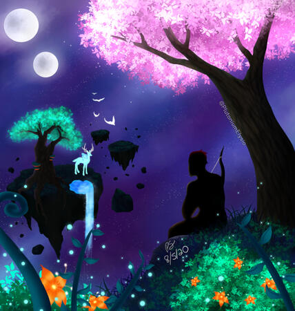 Painted Scene, studying bioluminescent nature