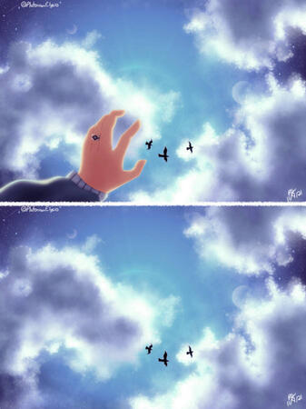 Painted Scene, studying the heavens